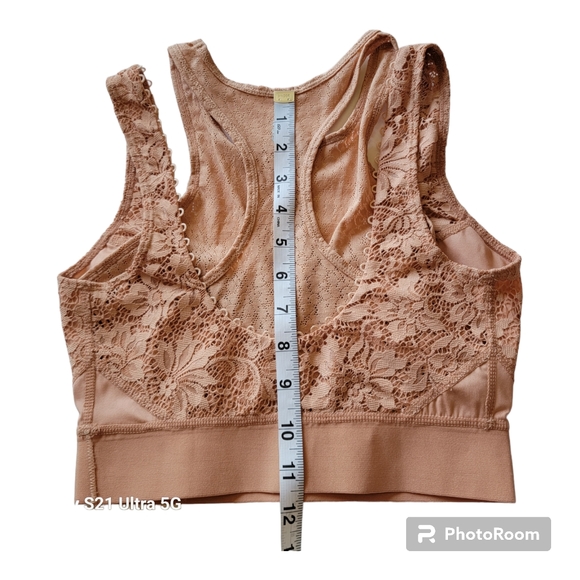 Free People Double Layer Lace Wireless Sport Bralette Nude W/Peachy Tone Size XS - Picture 8 of 12